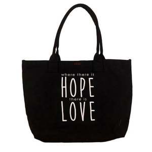 Bolsa de Hombro de Lona con Logotipo Personalizado Estampado en Caliente, Bolsa de Compras Grande de Lona de Algodón Negra - Product Image 1