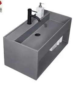 American Style grey Wall Hung Wash Basin Wall Mounted Acrylic Solid Surface Bathroom Sink