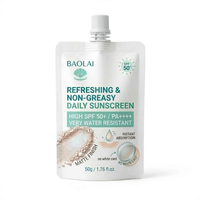 Pochette cosmétique 50g pour crème visage, soin de la peau, pochette en plastique pour liquide, emballage de crème solaire avec bec verseur