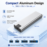 Carcasa Externa para SSD SATA M.2 sin Herramientas, USB 3.0 de 5 Gbps, Aluminio, Clave B, 2230/2242/2260/2280, 2 TB, Universal, Portátil