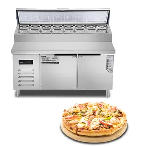 Kommerzielle gekühlte Pizza Kühlschrank Prep Station Glasplatte Kühlschrank Marmor Pizza Prep Station kommerziellen Gefrier schrank