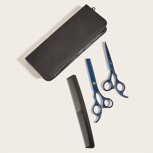 Juego de tijeras y peine de peluquería Wanmei, tijeras profesionales para entresacar el cabello, herramientas de estilismo para flequillo, metal azul, duradero - Product Image 1
