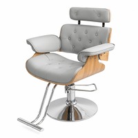 Fauteuil de Barbier en Gros avec Cadre en Bois, Pivotant, Moderne, Simple, Siège en Cuir Couleur Personnalisable pour Salon de Coiffure – Vente Directe