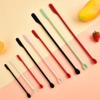Ensemble de 3 mini-racloeurs multifonctionnels en silicone - Spatule à long manche pour bouteilles cosmétiques, confiture et fond de teint liquide