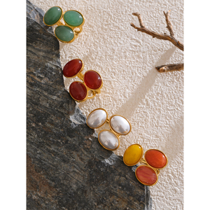 1990 модные женские кольца из нержавеющей стали с 2025 агатом из натурального камня - Product Image 5