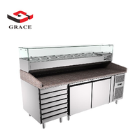 Comptoir de préparation de salades réfrigérés commerciaux personnalisables Grace, table de travail en marbre, comptoir de bar à salades