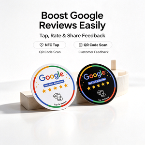 <span class=keywords><strong>Tarjeta</strong></span> de reseñas de <span class=keywords><strong>Google</strong></span> con NFC programable, toque para compartir enlaces de redes sociales, código QR impreso personalizado para restaurante, salón, hotel - Product Image 1