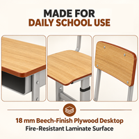 Mobilier scolaire, chaises d'école, ensemble table et chaise, table d'étude pour étudiants, réglable, métal, écologique, moderne, MEETCO