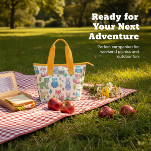 กระเป๋าผ้าแคนวาสลายการ์ตูนสัตว์ป่าสุดน่ารัก พิมพ์ลายตามสั่ง ทนทาน เหมาะสำหรับใส่กล่องอาหารกลางวัน สำหรับเด็ก ไปโรงเรียน ปิกนิก สำหรับเด็กหญิงและเด็กชาย - Product Image 3