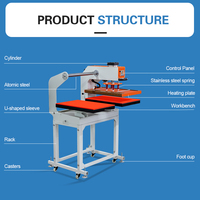 Presse à chaud pneumatique à double table coulissante pour le transfert de chaleur sur vêtements et le marquage à chaud des logos