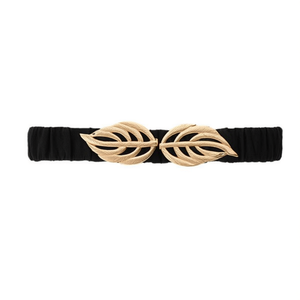 Ceinture élastique à double boucle en forme de feuille de 5 cm pour femmes, ceinture tendance - Product Image 1