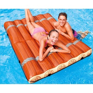 Inflatable Wooden Double Floating Bed Brown 180x150 Pvc Adult Pool Float Raft - Product Image 4