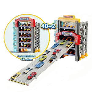 Circuit de course automatique avec parking, ensemble de jeu de <span class=keywords><strong>garage</strong></span> avec 8 <span class=keywords><strong>voitures</strong></span> en alliage, ensemble de véhicules de course pour enfants - Product Image 5
