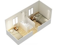 Hôtel miniature modulaire préfabriqué à faible coût avec 2 chambres à coucher