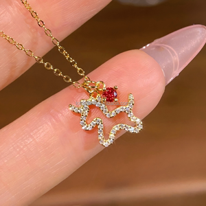 Colar com Pingente de Moissanite em Forma de Cavalo Simbólico com Corrente de Elo em Prata Esterlina 925, Design Artístico Vazado, para Presentes de Festa da Sorte - Product Image 5