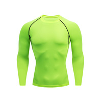 T-shirt de sport à manches longues respirant en élasthanne/polyester pour homme, compression, séchage rapide, couche de base pour la course à pied