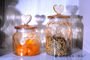 โหลแก้วใส่ลูกกวาดสีเหลืองขนาด20ออนซ์พร้อมฝาปิดสุญญากาศรูปหัวใจสำหรับคุกกี้น้ำตาลข้าวโอ๊ตธัญพืชชาถั่วที่เก็บ - Product Image 2