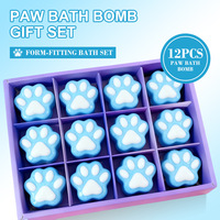 Juego de Regalo de Bombas de Baño Efervescentes con Forma de Pata de Gato, 12 Piezas, Hechas a Mano, Naturales, Hidratantes, Marca Privada OEM