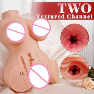 Poupée sexuelle réaliste demi-corps, masturbateur masculin, jouet pour adultes avec gros seins souples, poupée réaliste de 15 lb avec 2 canaux texturés - Product Image 2