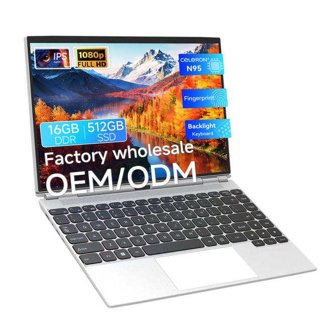 Factory Wholesale 14-Inch 1920x1200 IPS Touch Screen Laptop Intel N95 Quad-Core 1.7GHz 512GB SSD DDR4 Windows 11 Business