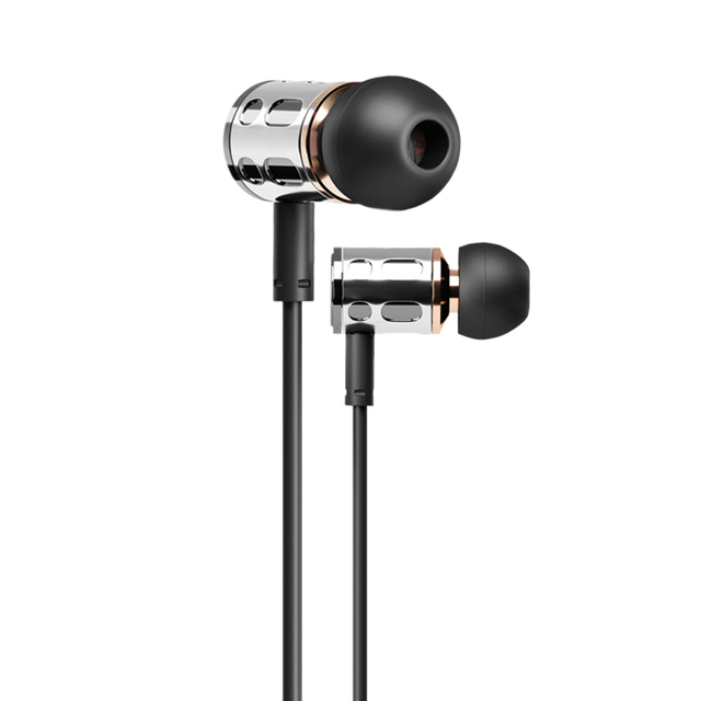 Metal Headphones In-ear Handsfree with Microphone Memory Foam In-Ear Wired Earphones Titanium