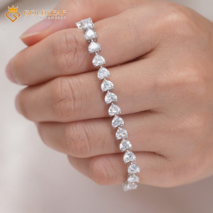 Goldleafgem Custom 14K Solid <b>White</b> Gold IGI Certified Lab Grown Diamond Tennis Link <b>Bracelet</b> Luxury Fine Jewelry Gift for Women - Product Image 2