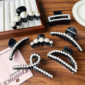 Pince à cheveux coréenne en cristal, perle douce, pince à chignon <span class=keywords><strong>princesse</strong></span> pour l'arrière de la tête, super élégante, faite à la main, style féerique - Product Image 3