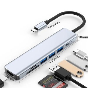 7-ใน-1โมบายคอมพิวเตอร์อเนกประสงค์แบบพกพา USB 3.0ฮับ tf/sd การ์ดรีดเดอร์ HD4K HD USB C HUB <span class=keywords><strong>8</strong></span> in 1 Type C HUB - Product Image 3