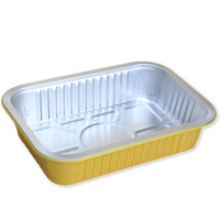 665ML jetable Rectangle feuille d'aluminium Cupcake Corer boîtes uniformes de cuisson avec couvercles casseroles alimentaires en vrac pour usage culinaire