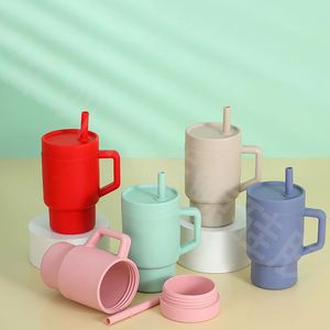 Vaso de Silicona Personalizado con Logotipo de 9oz para Bebés, Tapa Antiderrames, Libre de BPA, Reutilizable, Termo para Niños Pequeños, Mantiene la Temperatura Fría/Caliente - Product Image 1