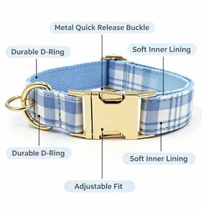 Fashion <b>Light</b> Blue Plaid Polyester <b>Dog</b> Collar Leash Set Featuring Charming Classic Design Sturdy Hook Buckle - Product Image 3