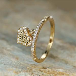 Anello in Argento T0261 con Diamante Taglio Cuore per Donna, Anello di Fidanzamento con Diamante Naturale Colore H e Pietre Laterali, Gioiello Elegante - Product Image 2