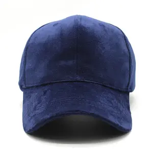 قبعة بيسبول بتصميم جديد مخصصة مزخرفة بـ 6 أقسام بحرية زرقاء من جلد الغزال منحنية الحافة للرجال