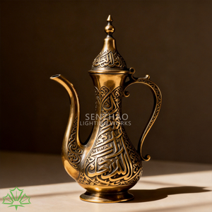 Sculpture en bronze artisanale personnalisée Senzhao, grande statue de cafetière arabe pour l'art public et la décoration paysagère du Moyen-Orient - Product Image 5