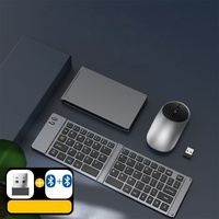 919S Keyboard dan Mouse Lipat Bluetooth Combo Ultra Tipis Portabel Nirkabel Isi Ulang untuk Tablet Laptop Smartphone Windows