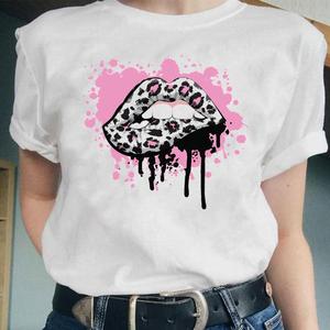 Mujeres O cuello Top Sexy creativo <span class=keywords><strong>de</strong></span> gran tamaño <span class=keywords><strong>de</strong></span> la chica impresa desgaste Casual suelta <span class=keywords><strong>de</strong></span> talla grande <span class=keywords><strong>de</strong></span> manga corta <span class=keywords><strong>Kiss</strong></span> Lip gráfico camiseta - Product Image 3