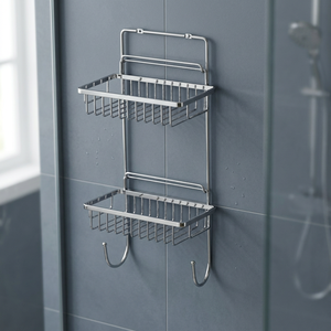 Acier inoxydable # Étagère de rangement alimentaire autoportante à trois niveaux en acier inoxydable 304, durable et détachable, avec paniers en fil métallique pour salle de bain et salon - Product Image 3