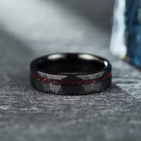 Gentdes Jewelry Couple 6mm Bague de mariage en tungstène noir Conform Fit Inlay Fire Opal pour hommes femmes Bague en carbure de tungstène