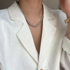 สร้อยคอผู้หญิงแบบลูกปัดโซ่บอลสแตนเลสชุบทอง 18k สำหรับงานปาร์ตี้ - Product Image 6