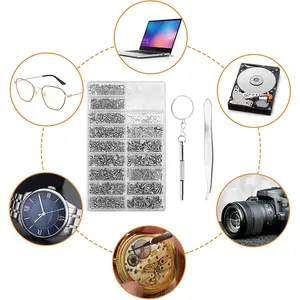 1200 pièces Kit de réparation de <span class=keywords><strong>lunettes</strong></span> <span class=keywords><strong>vis</strong></span> avec pince à épiler tournevis minuscules mini <span class=keywords><strong>vis</strong></span> écrous assortiment Kit attaches - Product Image 5