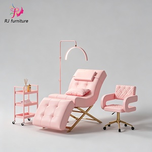 Modern Luxury pink Gold Beauty Salon Furniture Facial Spa Bed Adjustable Reclining Eyebrow Lash Bed for Sale - Product Image 3