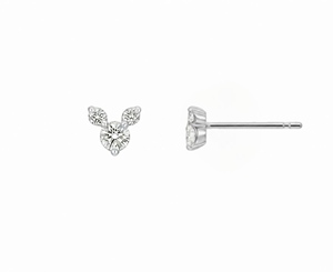 Clous d'oreilles fantaisie en forme d'icônes de dessins animés, en platine de qualité supérieure, polissage de précision, trois pierres brillantes - Product Image 1
