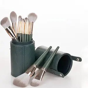 Amostras grátis nuvem verde 14 Pcs Professional Vegan Cosmetics Brushes Synthetic Hair Makeup Brush Set