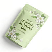 Sachet en plastique refermable Mylar vert mat personnalisé, résistant aux chocs, pour emballage alimentaire, sucre, thé vert biologique au jasmin