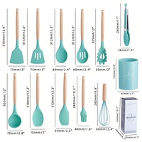 12 pièces Kit en bois Cozinha poignée Cocina ustensiles de cuisine ustensiles silicone Silikon ustensiles de cuisine Silicona Silicone ensemble cuisson