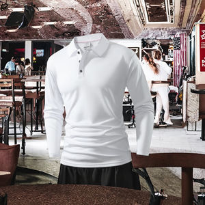 Polo de alta calidad para hombre para primavera Otoño Invierno manga larga Color sólido camiseta Top con solapa transpirable Casual - Product Image 3