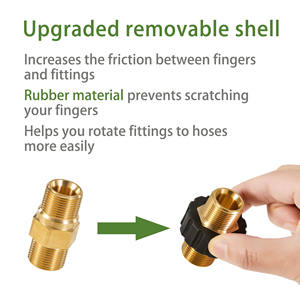 Adaptateur pour nettoyeur haute pression <span class=keywords><strong>Double</strong></span> mamelon M22 -14mm tuyau mâle connecteur rapide filetage ensemble de raccords pivotants - Product Image 5