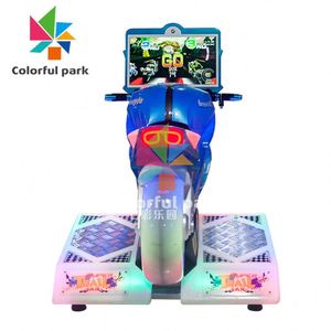 Máquina de Juego Arcade de Carreras de Motos Dinámicas para Niños, Simulador de Motocicleta Mini con Monedas, Equipo de Juego de Parque de Diversiones Colorido - Product Image 4