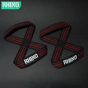 Rhino Pro Gear 8 Figuur Zwart Rood Pols Bescherming Bodybuilding Training Gym Gewichtheffen Bandjes