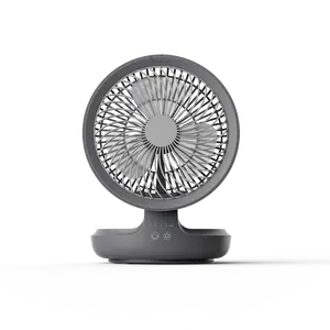 Custom Stand Usb Portable Small Table Fan Digital Plastic Air Cooling DC Brushless Motor LED Light Rechargeable Fan